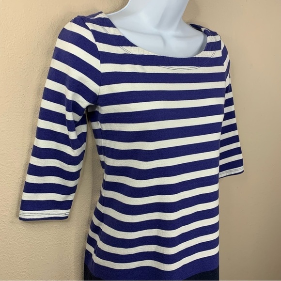 Banana Republic Blue White Striped Dress Stretch Petite Extra Small - Picture 2 of 11